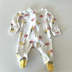 Carter's White Fruit Print Footie Size: 3M